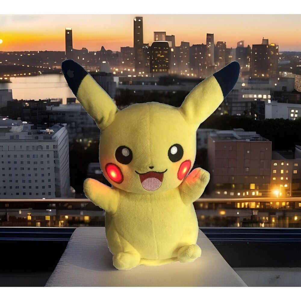 Tomy 2017 Pikachu Talking Plush 11" Light Up Moving Ears Pokemon Stuff Animal